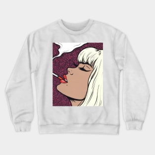 Platinum Blonde Smoking Girl Crewneck Sweatshirt